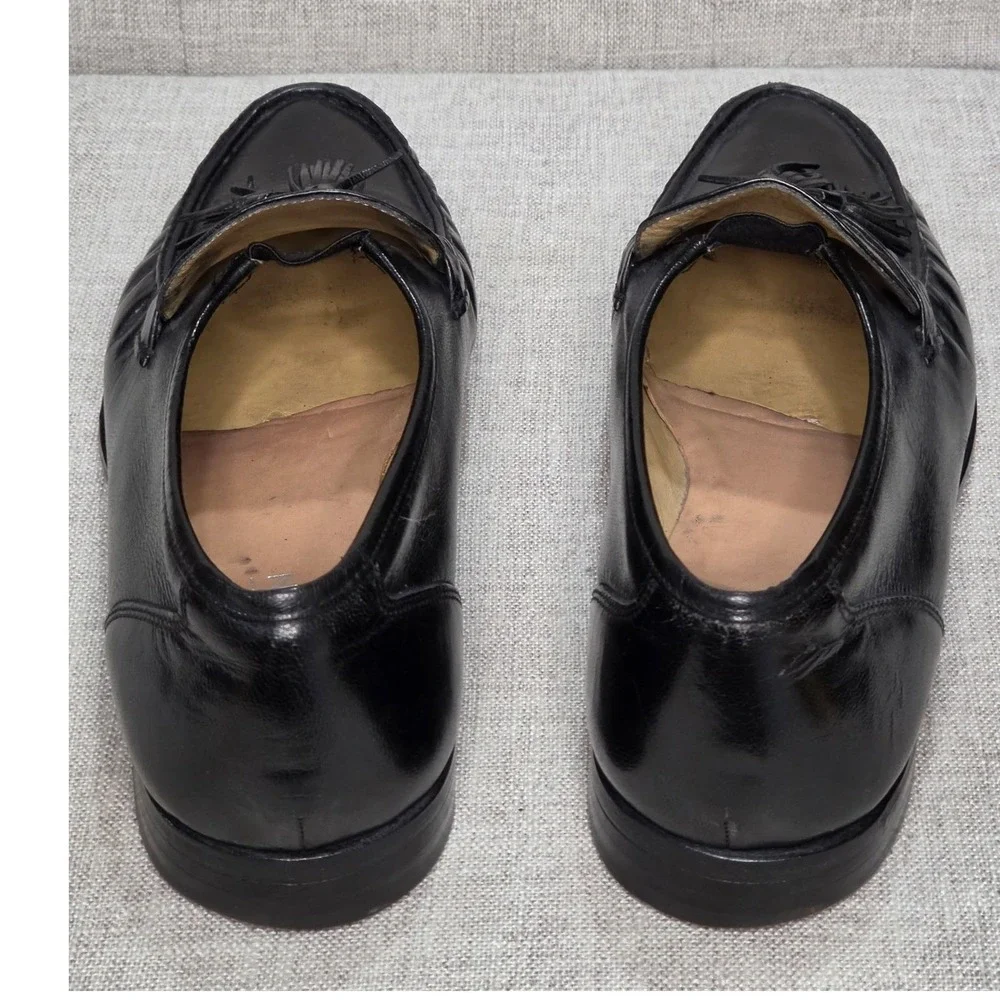 Bostonian Mens Black Leather Tassel Loafers Made in USA Dress Shoes 00628009